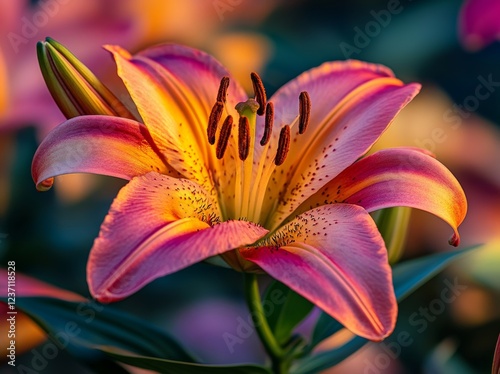 Close-Up Macro Photography of Vibrant and Colorful Lilies on Bold Backgrounds
