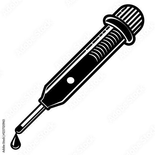 Micropipette Laboratory Research Vector | Clipart, Line Art & Cartoon Illustration, Micropipette lab research vector illustration, perfect for scientific, medical, and biotech designs.