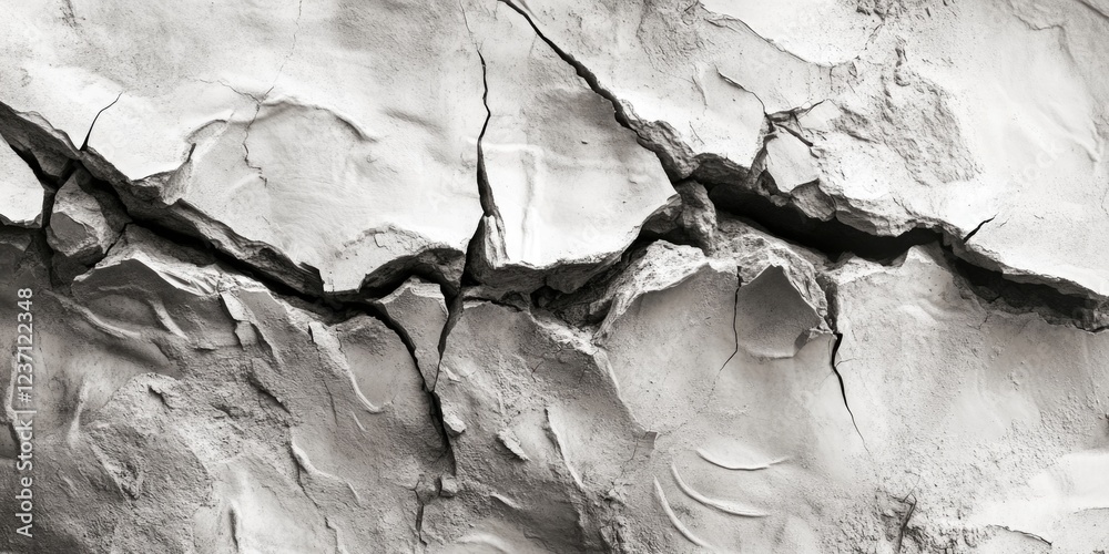 Naklejka premium Cracked concrete wall in a cityscape.