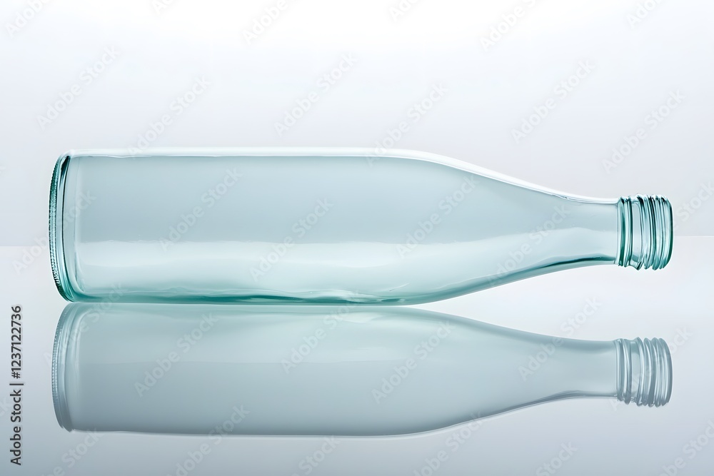 Empty Light Green Glass Bottle Lying Down Studio Shot Beverage Container Product Packaging Empty Light Green Glass Bottle Lying Down Studio Shot Beverage Container Product Packaging