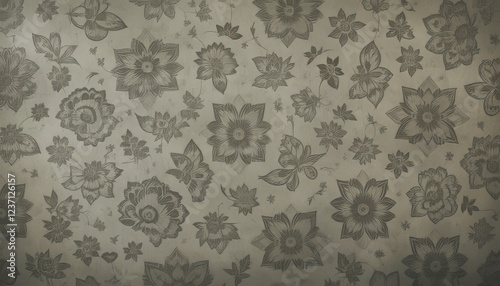 Vintage Floral Wallpaper with Classic Damask and Soft Beige Tones, Elegant Retro Design for Home photo