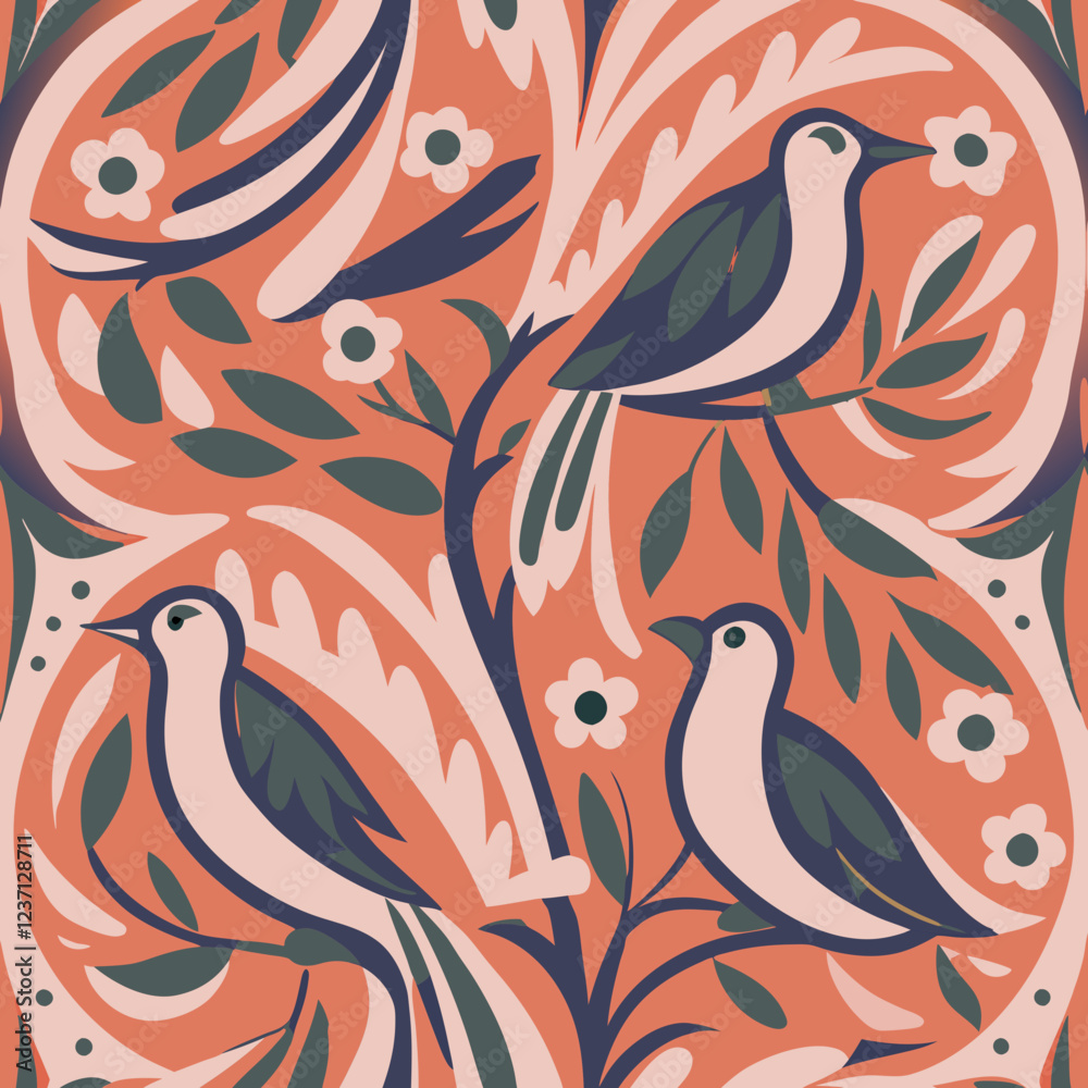 Fototapeta premium Floral pattern on seamless cloth