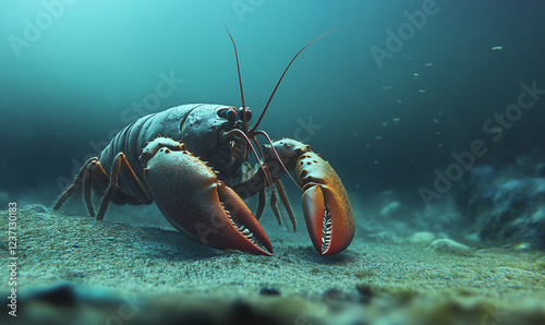 Quadro su tela A Lobster Scuttling Swiftly Across the Ocean Floor, Representing the Grace and P