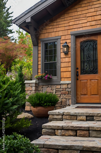 Craftsman Style Home Exterior  Stunning Stone and Wood Facade Design