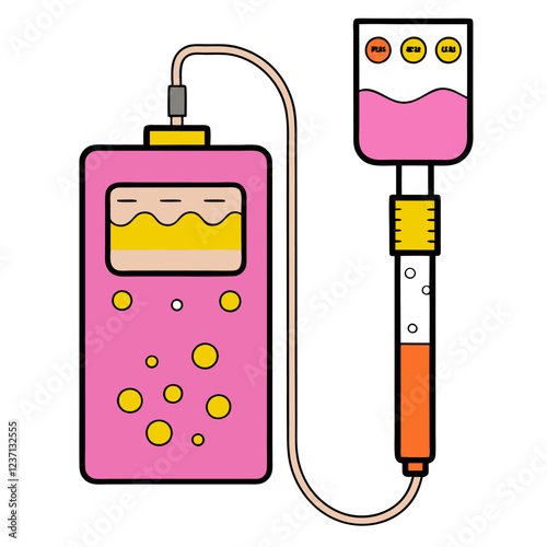  pH Meter Laboratory Research Vector | Clipart, Line Art & Cartoon Illustration, pH meter lab research vector illustration in clipart, cartoon, and line art styles on a white background.