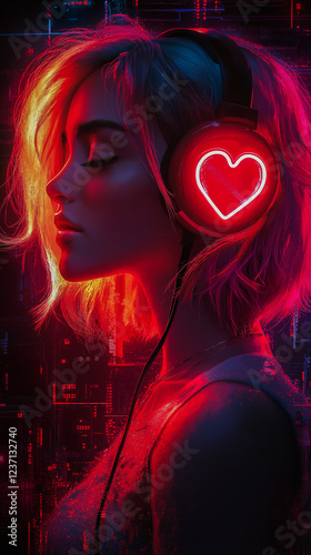 A neon banner with a girl on it.