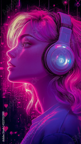 A neon banner with a girl on it.