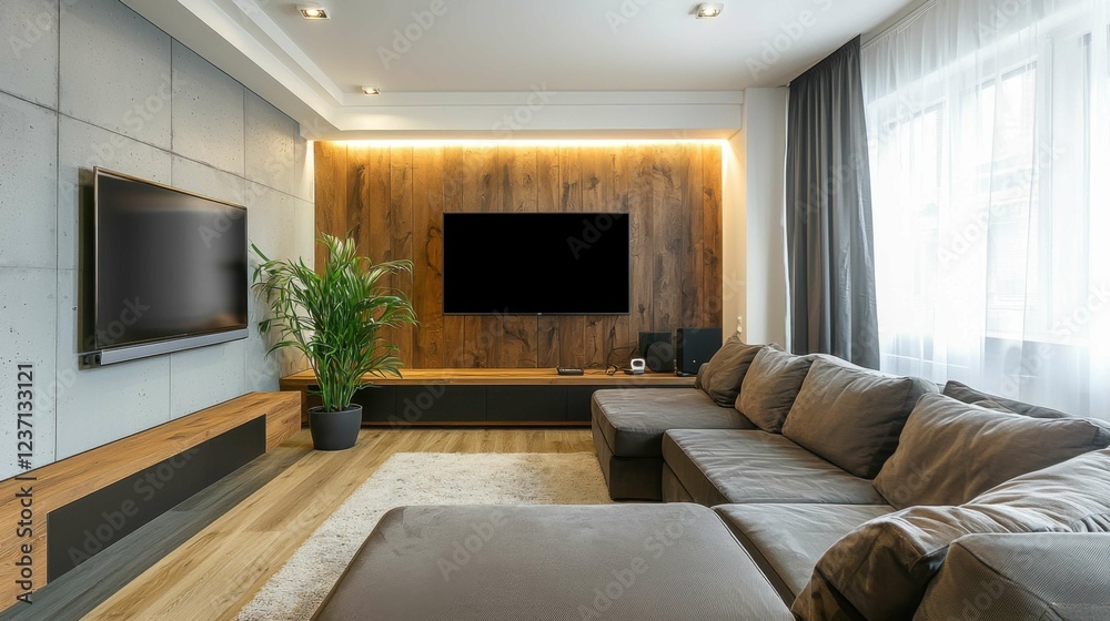 Modern Living Room with Minimalist Design and Cozy Atmosphere Modern Living Room with Minimalist Design and Cozy Atmosphere