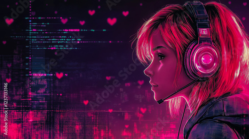 A neon banner with a girl on it.