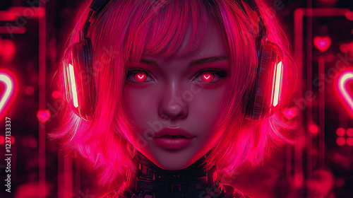 A neon banner with a girl on it.