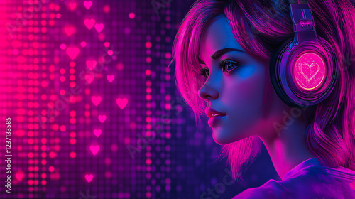 A neon banner with a girl on it.