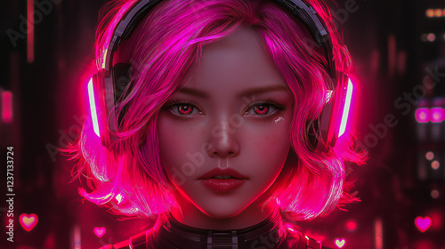 A neon banner with a girl on it.