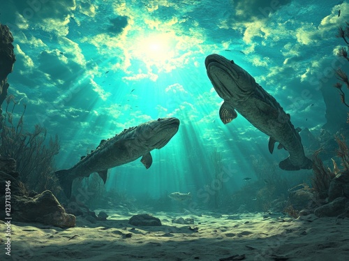 Three Ichthyosaurs Navigate the Depths of Ancient Oceans photo