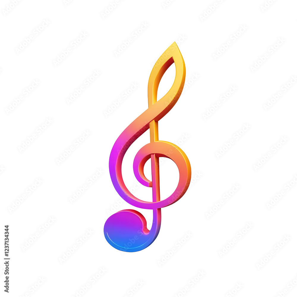 Vibrant 3D Treble Clef Isolated 
