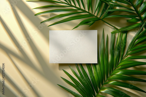 banner on tropical leaves.
