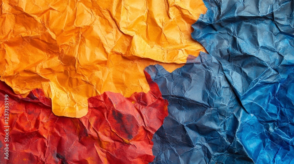 custom made wallpaper toronto digitalColorful Crumpled Paper Texture in Bright Red, Blue, and Orange Tones