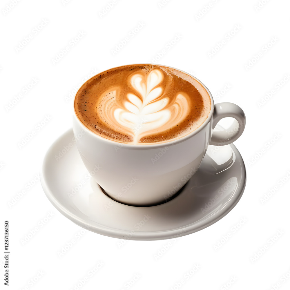 Exquisite Latte Art in White Cup and Saucer Exquisite Latte Art in White Cup and Saucer