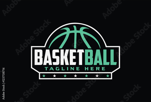 creative Basketball club logo design template on dark background