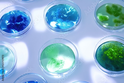 Wallpaper Mural Various petri dishes showcasing microbial growth and diversity. AI generated image Torontodigital.ca