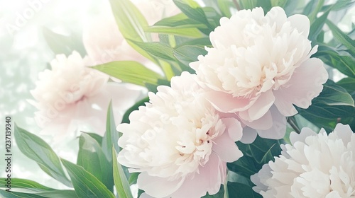 Delicate Cream Peonies Blooming Beautifully in Soft Light