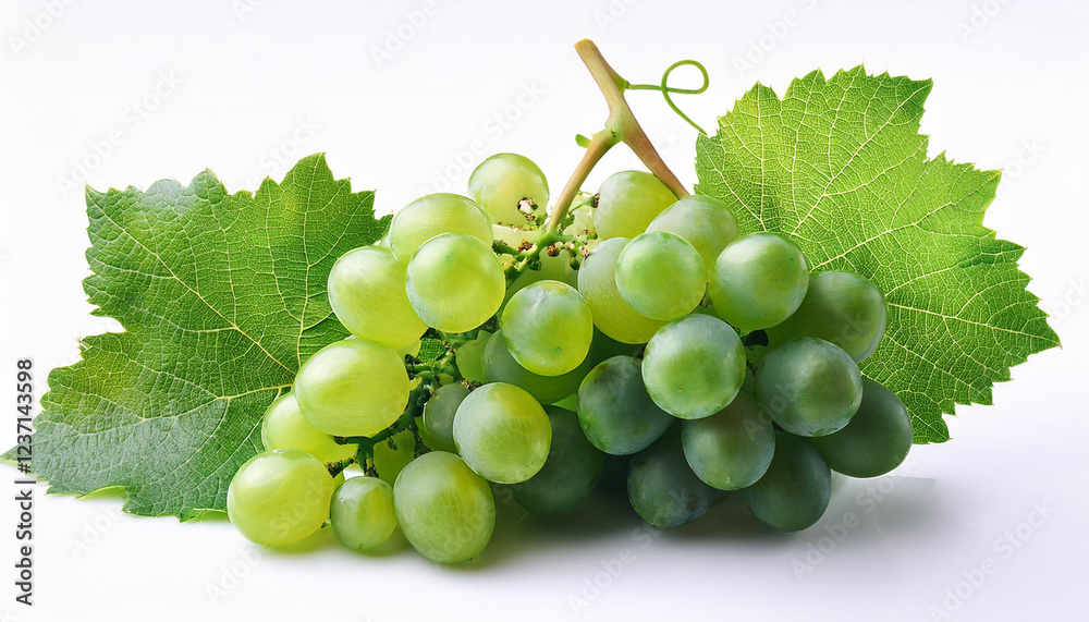 inexperienced grape with leaves isolated on a white inexperienced grape with leaves isolated on a white