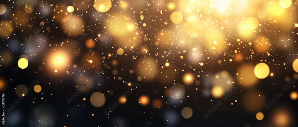 Obraz premium Golden Lights Sparkle and Shimmer in Dark Background