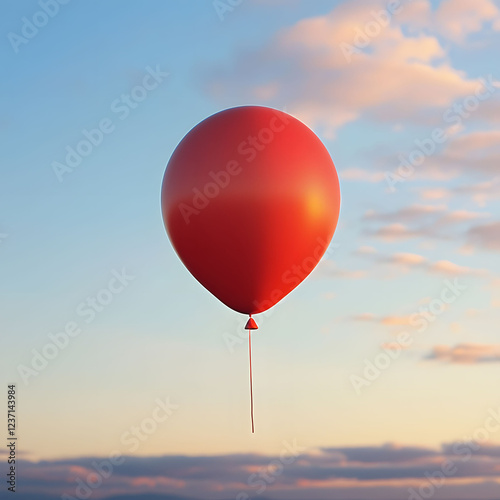 Red balloon isolated on transparent background sunset
