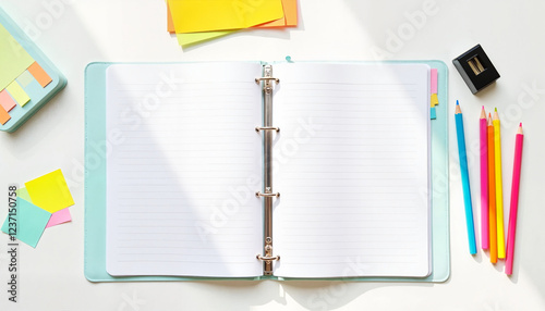 Wallpaper Mural Organized study station with colorful tools on white desk, academic focus Torontodigital.ca