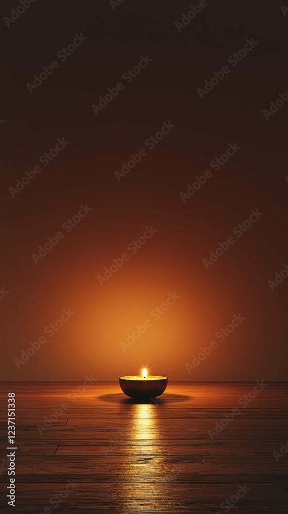 Tranquil Candlelight Reflection in Dark Room Setting Tranquil Candlelight Reflection in Dark Room Setting