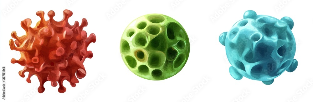A variety of microorganisms and bacteria in different styles. AI generated image A variety of microorganisms and bacteria in different styles. AI generated image