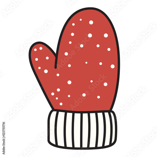 A detailed vector illustration of a mitten, featuring a cozy, soft design with a rounded shape and a warm texture. 