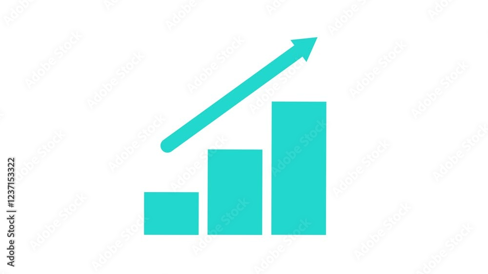 Cyan color three bar business graph animation with white backgropund Cyan color three bar business graph animation with white backgropund