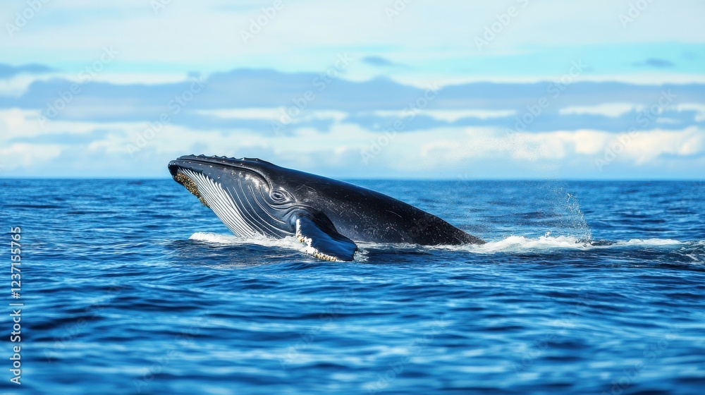 Fototapeta premium Whale under the water Wildlife concept
