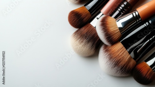 An array of professional makeup brushes arranged stylishly on a sleek surface, showcasing their quality and functionality for beauty enthusiasts and professionals alike.
