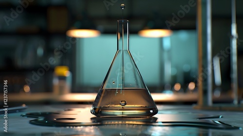 A precise burette setup dripping liquid into a conical flask