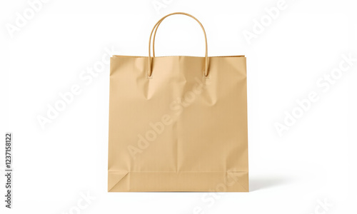 kraft paper shopping bag with handles, perfect for eco friendly shopping. This versatile bag is ideal for retail, gifts, or personal use, showcasing simple and natural design photo