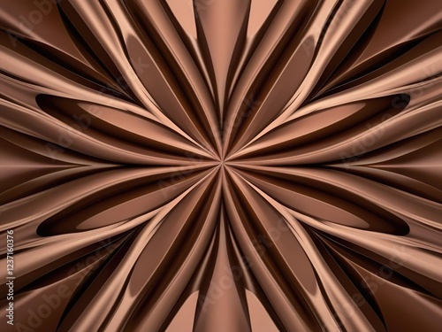 Kaleidoscope effect in trendy mocha mousse color, brown ornament, patterns radiating proportionally and symmetrically from the center photo