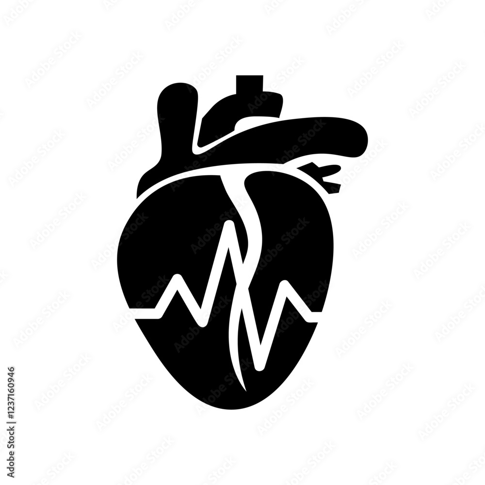 Heart health flat icon, illustration of a functioning heartbeat Heart health flat icon, illustration of a functioning heartbeat