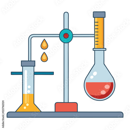 Titration Apparatus Laboratory Research Vector Illustration – Clipart, Line Art & Cartoon Design, High-quality titration apparatus vector illustration – perfect for lab research designs and digital us