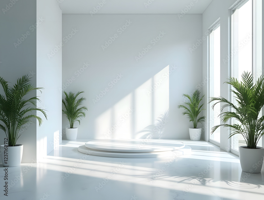 Futuristic 3D visualization of an empty pedestal. Futuristic 3D visualization of an empty pedestal.