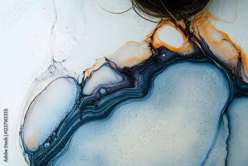 Original artwork photo of marble ink abstract art. High resolution photograph from exemplary original painting. Abstract painting was painted on HQ paper texture to create smooth marbling pattern.