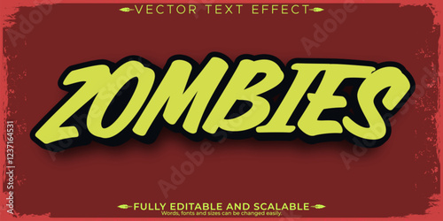 Horror retro  text effect, editable zombie and scary text style