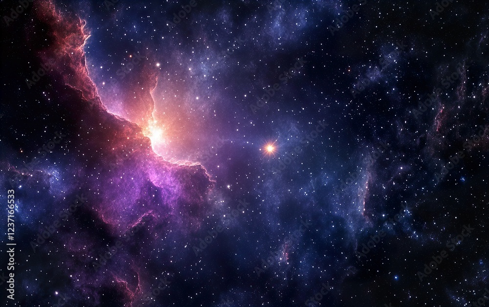 Naklejka premium Celestial Dance: Binary Star Symphony in Deep Space