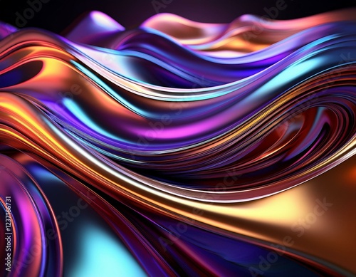 techno chrome waves abstract metallic background with vibrant gradients for digital art projects