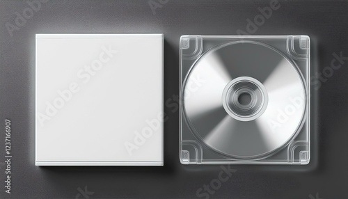 blank white transparent cd case mockup closed top view 3d rendering empty computer dvd disk mock up isolated clear plastic storage with diaphanous lid template
