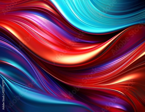 fluid metal elegance vibrant folded textures in fiery red aqua and violet gradient abstract background design