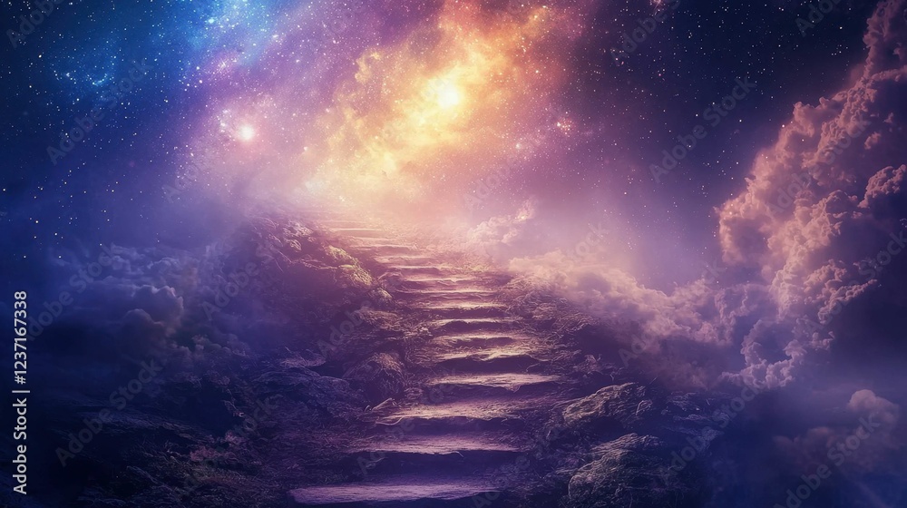 Fototapeta premium Mystical Stairway Leading to Ethereal Cosmic Gateway in Space