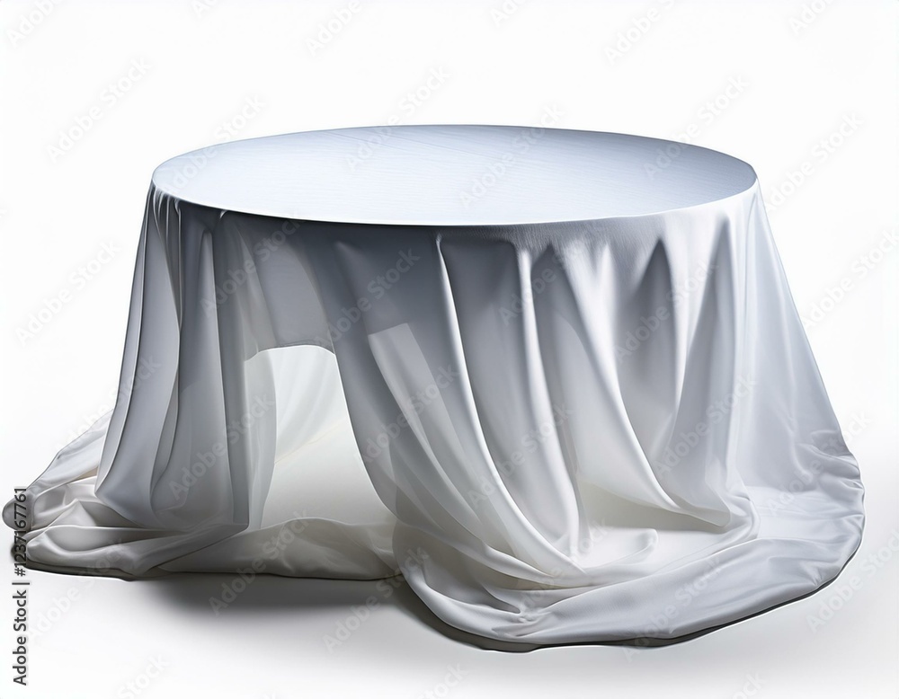 round table covered with white tablecloth a round table covered with a pristine white tablecloth the tablecloth drapes smoothly over the table on transparent clear background round table covered with white tablecloth a round table covered with a pristine white tablecloth the tablecloth drapes smoothly over the table on transparent clear background