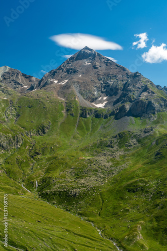 Ponta Costan and Mont Avril above Vallone Costan valley in Graian Alps on italian-frecnh borders photo