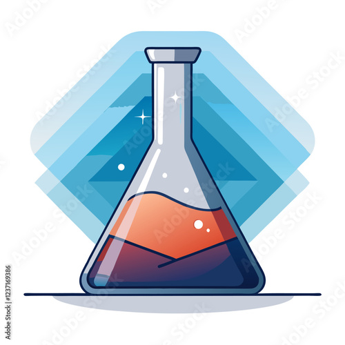 Volumetric Flask Laboratory Research Vector | Clipart, Line Art & Cartoon Illustration, Volumetric flask vector for lab research—clipart, line art, and cartoon illustrations.